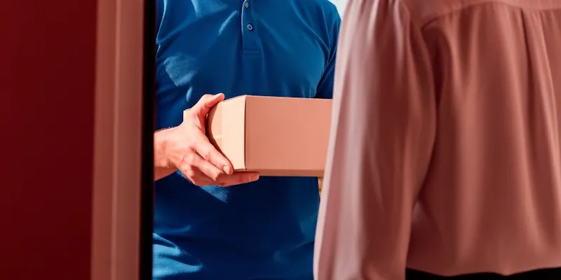 A delivery being handed over at the front door